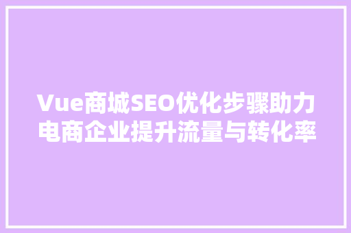 Vue商城SEO优化步骤助力电商企业提升流量与转化率 必应SEO