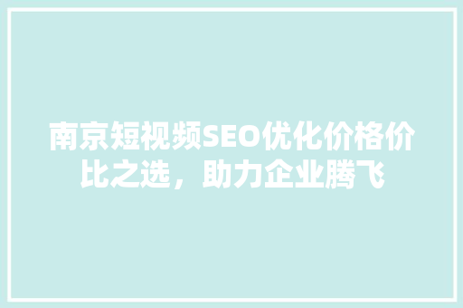 南京短视频SEO优化价格价比之选，助力企业腾飞 SEO关键词