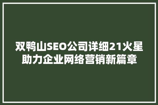 双鸭山SEO公司详细21火星助力企业网络营销新篇章 必应SEO