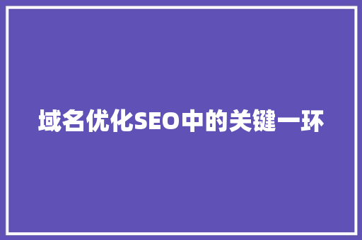 域名优化SEO中的关键一环 搜狗SEO