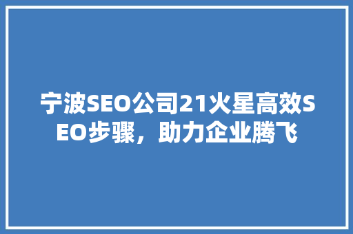 宁波SEO公司21火星高效SEO步骤，助力企业腾飞 必应SEO