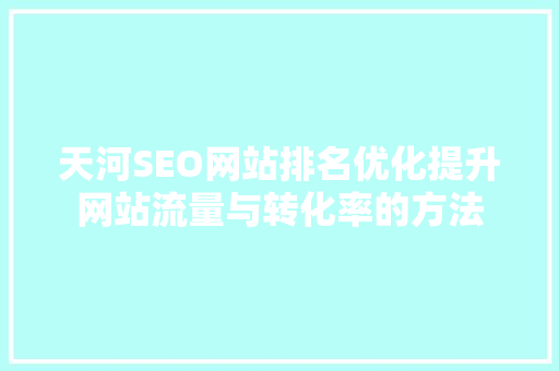 天河SEO网站排名优化提升网站流量与转化率的方法 网站建设公司
