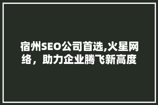 宿州SEO公司首选,火星网络，助力企业腾飞新高度 神马SEO