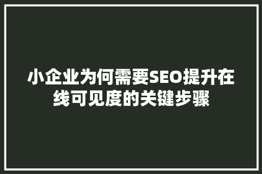 小企业为何需要SEO提升在线可见度的关键步骤 网站建设公司