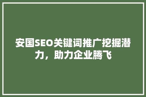 安国SEO关键词推广挖掘潜力，助力企业腾飞 SEO关键词