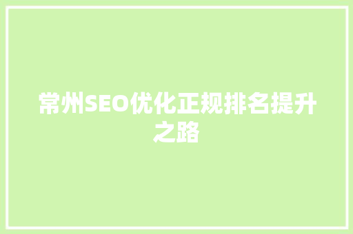 常州SEO优化正规排名提升之路 SEO关键词