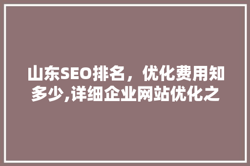 山东SEO排名，优化费用知多少,详细企业网站优化之路 搜狗SEO