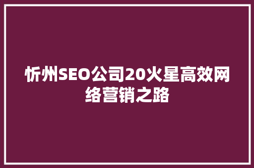 忻州SEO公司20火星高效网络营销之路 必应SEO