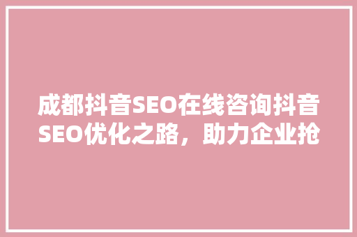 成都抖音SEO在线咨询抖音SEO优化之路，助力企业抢占流量高地 网站建设公司