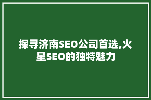 探寻济南SEO公司首选,火星SEO的独特魅力 网站建设公司