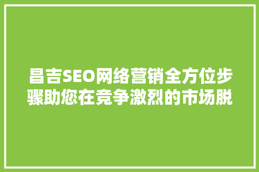 昌吉SEO网络营销全方位步骤助您在竞争激烈的市场脱颖而出 百度SEO