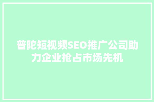 普陀短视频SEO推广公司助力企业抢占市场先机 网站建设公司