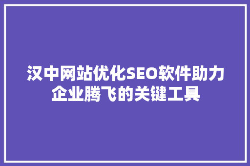 汉中网站优化SEO软件助力企业腾飞的关键工具 神马SEO