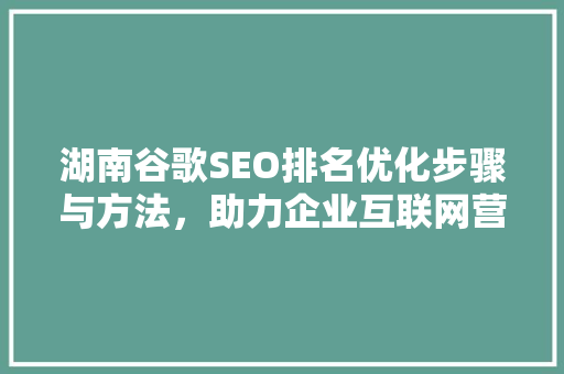 湖南谷歌SEO排名优化步骤与方法，助力企业互联网营销 百度SEO