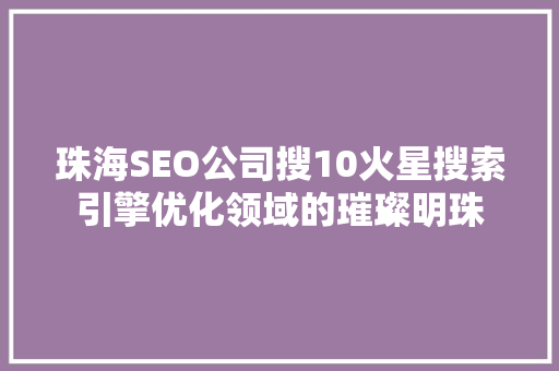 珠海SEO公司搜10火星搜索引擎优化领域的璀璨明珠