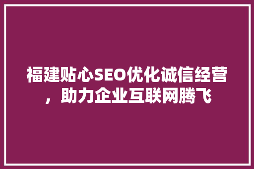 福建贴心SEO优化诚信经营，助力企业互联网腾飞 网站建设公司