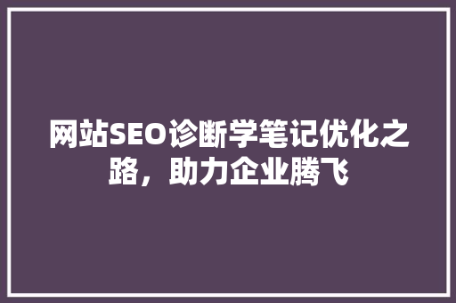 网站SEO诊断学笔记优化之路，助力企业腾飞 神马SEO