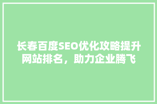 长春百度SEO优化攻略提升网站排名，助力企业腾飞