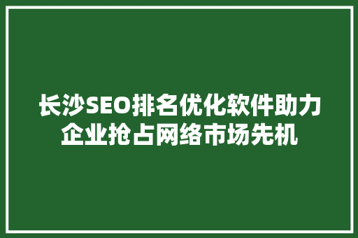 长沙SEO排名优化软件助力企业抢占网络市场先机
