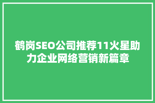鹤岗SEO公司推荐11火星助力企业网络营销新篇章