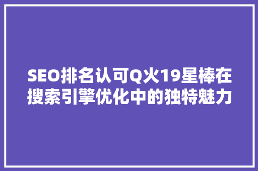 SEO排名认可Q火19星棒在搜索引擎优化中的独特魅力 百度SEO