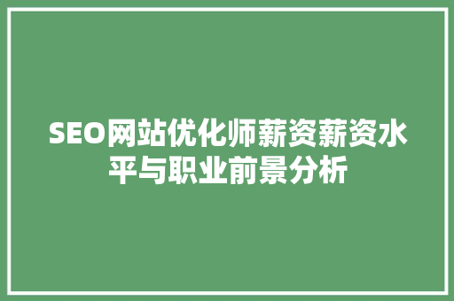 SEO网站优化师薪资薪资水平与职业前景分析
