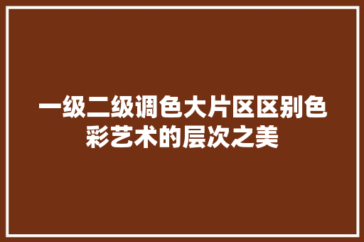 一级二级调色大片区区别色彩艺术的层次之美
