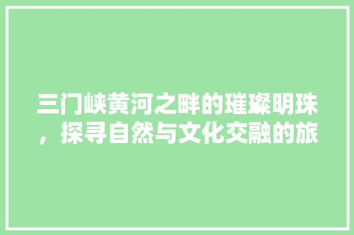 三门峡黄河之畔的璀璨明珠，探寻自然与文化交融的旅游胜地