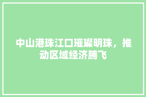 中山港珠江口璀璨明珠，推动区域经济腾飞