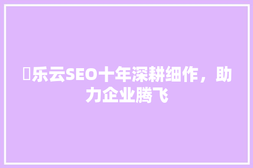 乚乐云SEO十年深耕细作，助力企业腾飞