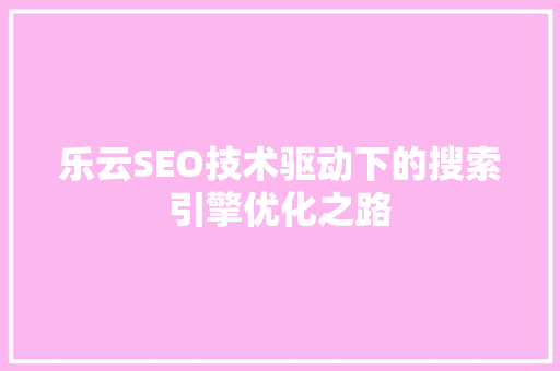 乐云SEO技术驱动下的搜索引擎优化之路