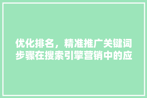 优化排名，精准推广关键词步骤在搜索引擎营销中的应用