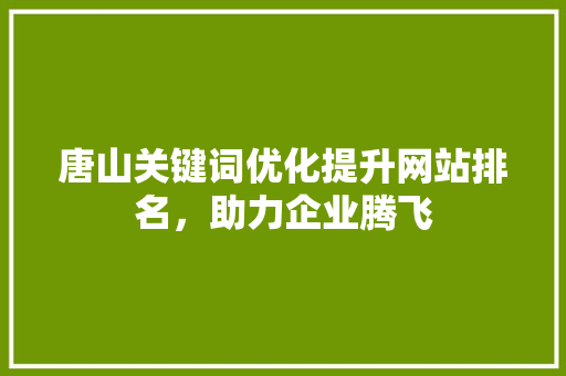 唐山关键词优化提升网站排名，助力企业腾飞