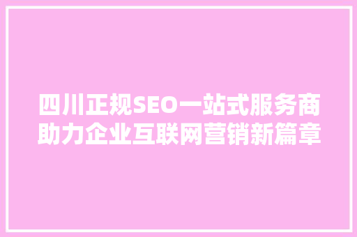 四川正规SEO一站式服务商助力企业互联网营销新篇章 百度SEO