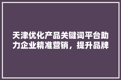 天津优化产品关键词平台助力企业精准营销，提升品牌影响力 搜狗SEO