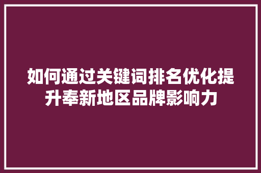 如何通过关键词排名优化提升奉新地区品牌影响力 搜狗SEO