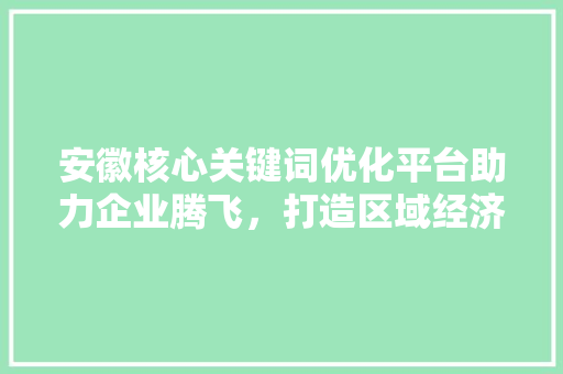 安徽核心关键词优化平台助力企业腾飞，打造区域经济新引擎 必应SEO