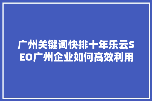 广州关键词快排十年乐云SEO广州企业如何高效利用搜索引擎优化 SEO关键词