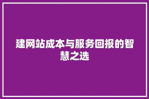 建网站成本与服务回报的智慧之选 必应SEO