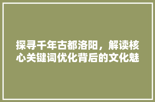 探寻千年古都洛阳，解读核心关键词优化背后的文化魅力 搜狗SEO