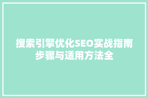 搜索引擎优化SEO实战指南步骤与适用方法全