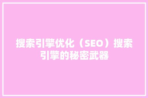 搜索引擎优化（SEO）搜索引擎的秘密武器