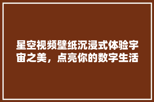 星空视频壁纸沉浸式体验宇宙之美，点亮你的数字生活 网站建设公司