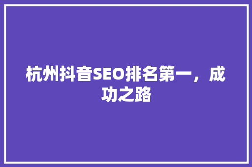 杭州抖音SEO排名第一，成功之路 搜狗SEO