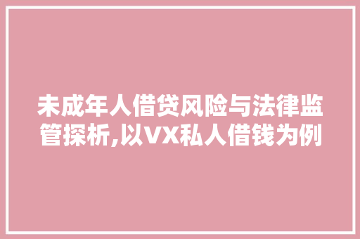 未成年人借贷风险与法律监管探析,以VX私人借钱为例 必应SEO