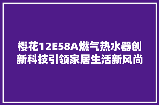 樱花12E58A燃气热水器创新科技引领家居生活新风尚