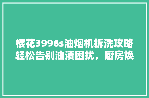 樱花3996s油烟机拆洗攻略轻松告别油渍困扰，厨房焕然一新