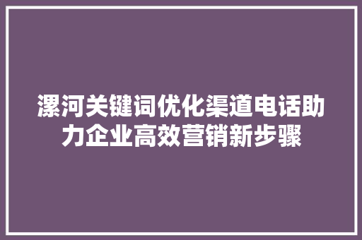 漯河关键词优化渠道电话助力企业高效营销新步骤 网站建设公司