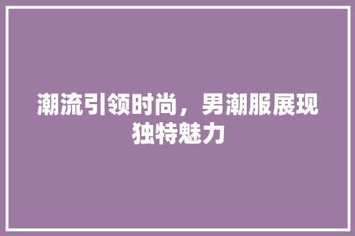 潮流引领时尚，男潮服展现独特魅力 必应SEO
