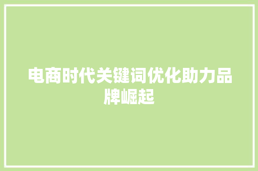电商时代关键词优化助力品牌崛起 必应SEO
